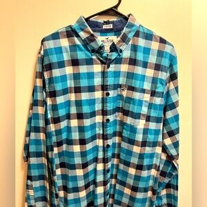 Large striped Hollister button down long sleeve shirt